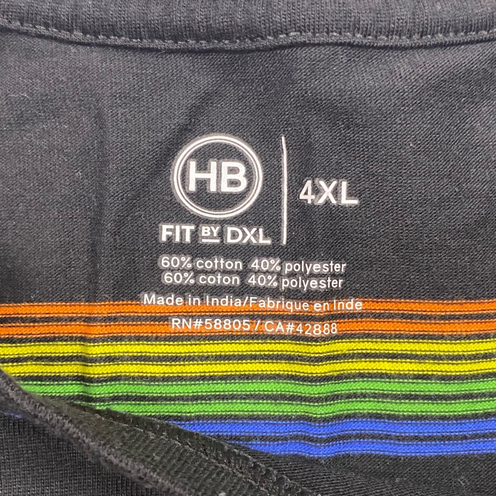 HB Fit by DXL T-Shirt Men 4XL Black Cotton Rainbow Striped Crew Neck Casual - Picture 7 of 9